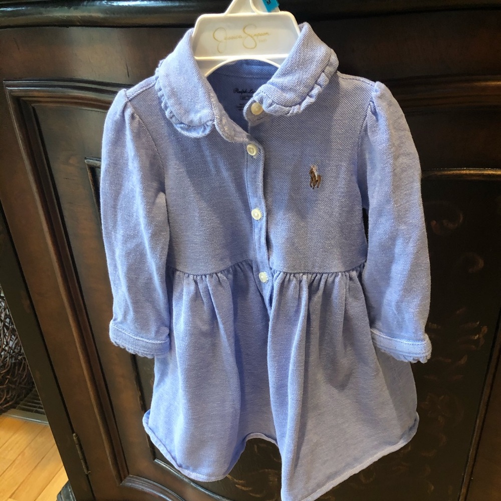 Powder blue  long sleeve jersey dress